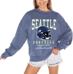 NWT Seatle Seahawks NFL Gameday Couture Navy Vintage Wash Oversized Crewneck